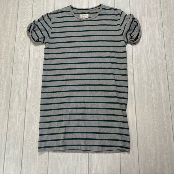 Current/Elliott The Sailor Grey & Green Rugby Stripe Mini Tee Shirt Dress Large - Picture 4 of 5